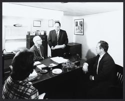 Sales room at bishop Hansel Ford, Santa Rosa, California, 1963