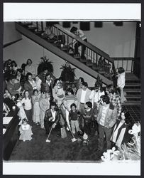 Santa Claus and children at a National Controls Christmas party, Santa Rosa, California, 1979