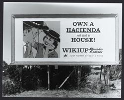 Billboard advertising Wikiup Rancho Estates, Santa Rosa, California, 1962