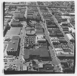 Aerial view of downtown Santa Rosa urban renewal area, Santa Rosa, California, 1971