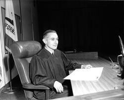 Judge Kenneth M. Eymann in court, Santa Rosa, California, September 4, 1969