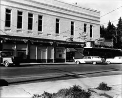 Exterior views of Guerneville Food Center and First Street, Guerneville, Guerneville, California, September 4, 1969