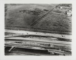 Aerial view of US Highway 101 construction north of Russell Avenue, Santa Rosa, California, 1960