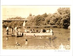 Motor boat excursion leaving Johnson's Beach, Guerneville, California, about 1935