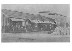 Temporary buildings built along Railroad Avenue after the 1906 fire, Guerneville, California