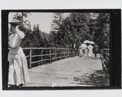 Walking across a bridge at Monte Rio