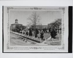 Looking across plaza from Third Street to Fourth and Mendocino