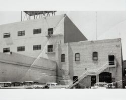 Rear view of 518 Third Street with parking lot off Second Street, Santa Rosa, California, 1963