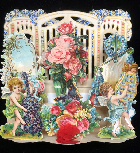 Three Dimensional Valentine's Day Card - Cherubs in Garden