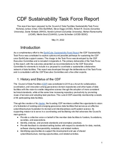 CDF Sustainability Task Force Report