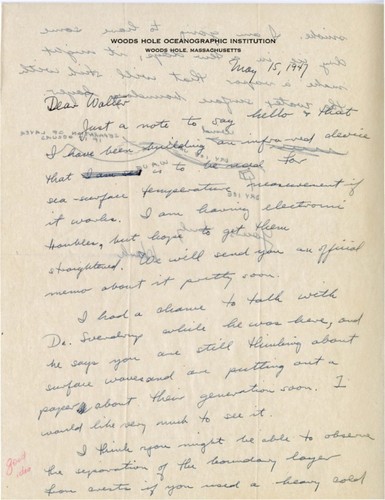 Walter Munk and Henry Stommel correspondence, 1947-1948