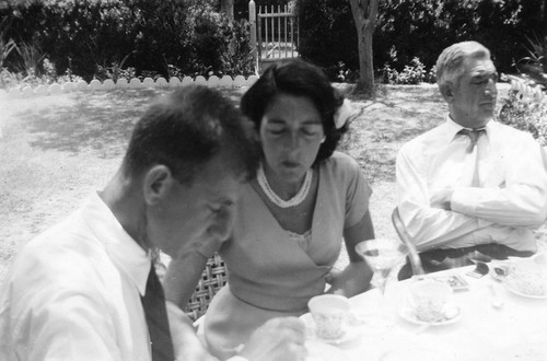 Walter Munk, Judith Munk, and Winter Davis Horton (left to right) on the occasion of the Munks' wedding, Encino, California