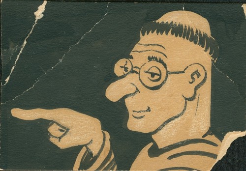 Caricature of Walter Munk as a monk