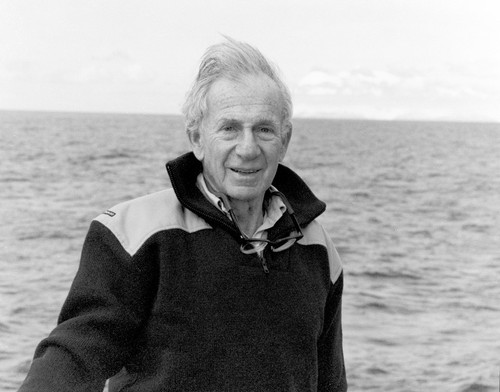 Walter Munk near Heard Island, during the Heard Island Experiment