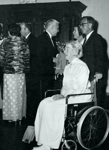 Walter Munk, accompanied by his wife Judith Horton Munk, at a UC San Diego Academic Senate formal function