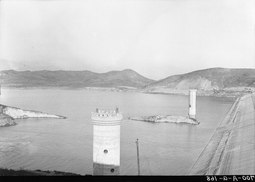 San Fernando Dam, Cal., Showing Outlet Towers