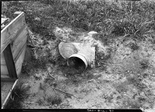 Armco irrigation gate model 161 used as field gate on alfalfa strips on side-hill terraces, University Farm, Davis