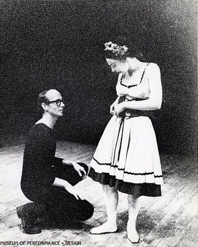 Virginia Johnson adjusting her costume for Anderson's Harmonica, circa 1965-1966