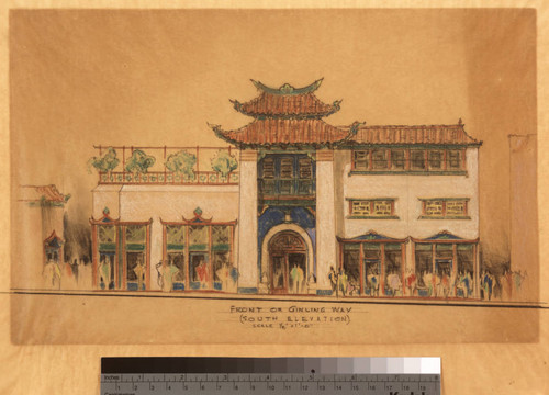 Front on Ginling Way (South Elevation), Buildings for Mr. You Chung Hong, Los Angeles Chinatown