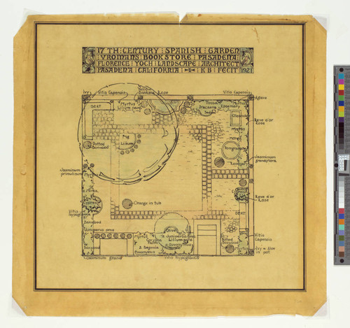 17th Century Spanish Garden, Vroman’s Bookstore, Pasadena, 1921. Florence Yoch, Landscape Architect