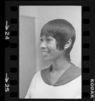 Woman modeling African American hairstyle, 1972