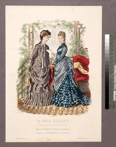 La mode illustrée bureaux du journal. 56 rue Jacob, Paris toilettes de Mme. Breant-Castel. 19 r. du 4 Septembre chapeaux de Mme. Deloffre. 4 r. de l'Echiquier