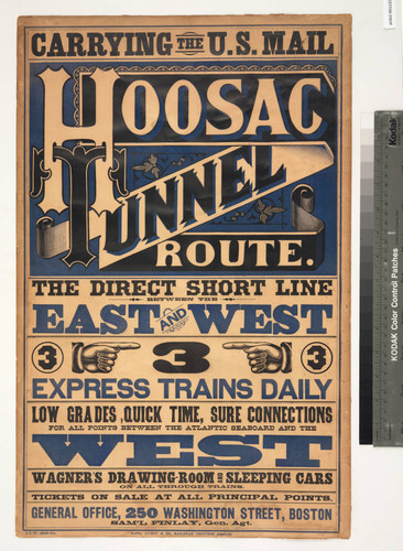 Carrying the U.S. mail Hoosac Tunnel route. The direct short line between the east and west