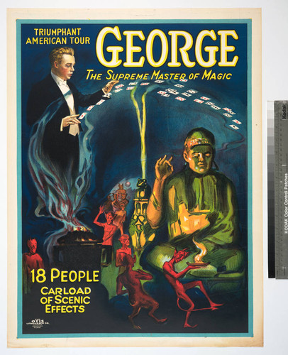 Triumphant American tour George the supreme master of magic : 18 people carload of scenic effects