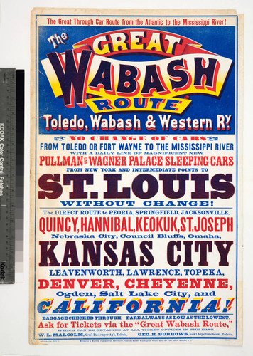 The great Wabash route : Toledo, Wabash & Western Ry. No change of cars from Toledo or Fort Wayne to the Mississippi River