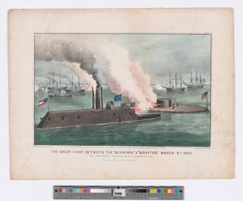 The great fight between the “Merrimac” & “Monitor,” March 9th 1862