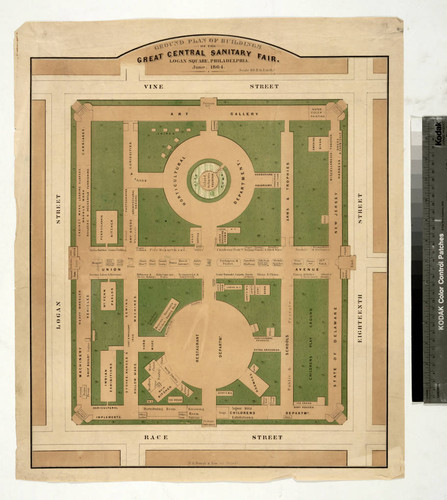 Ground plan of buildings of the Great Central Sanitary Fair, Logan Square, Philadelphia. June, 1864