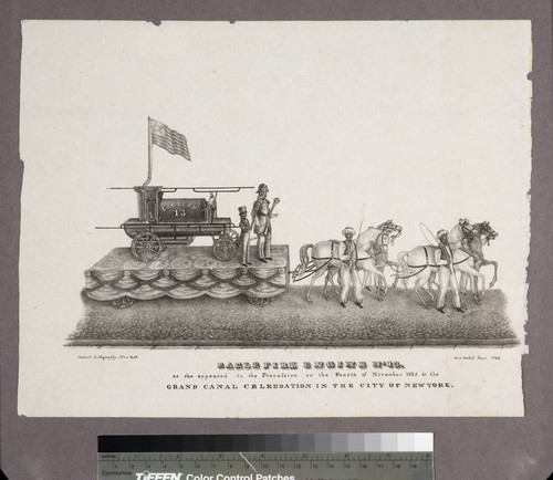 Eagle Fire Engine No. 13. as she appeared in the procession on the fourth of November 1825 at the Grand Canal celebration in the city of New York