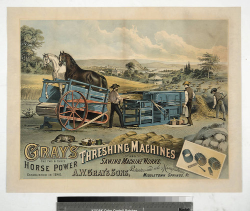 Gray's one two & three horse power threshing machines and sawing machine works
