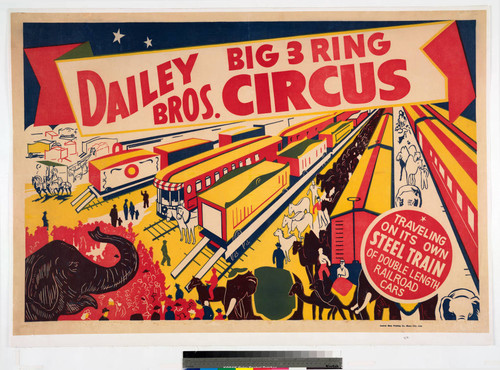 Dailey Bros. Big 3 Ring Circus : traveling on its own steel train of double length railroad cars