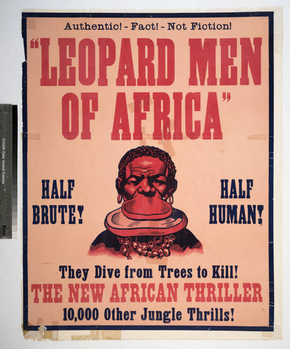 “Leopard Men of Africa” : Half brute! Half human! They dive from trees to kill! The new African thriller 10,000 other jungle thrills!