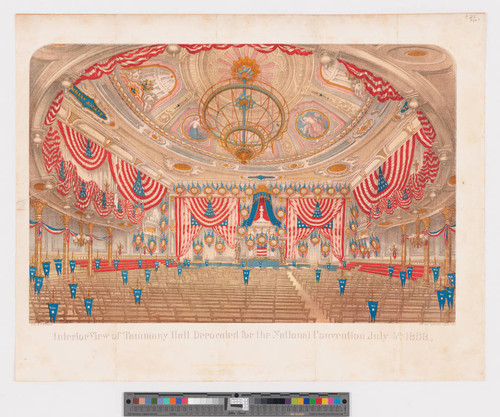 Interior view of Tammany Hall decorated for the National Convention July 4th 1868