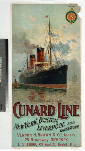 Cunard Line New York, Boston, Liverpool and Queenstown