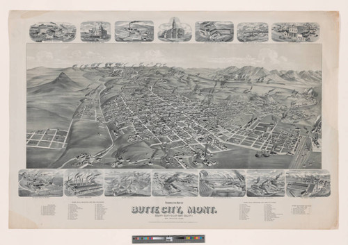 Perspective map of Butte City, Mont. County Seat of Silver Bow County. 1890 Population 35,000