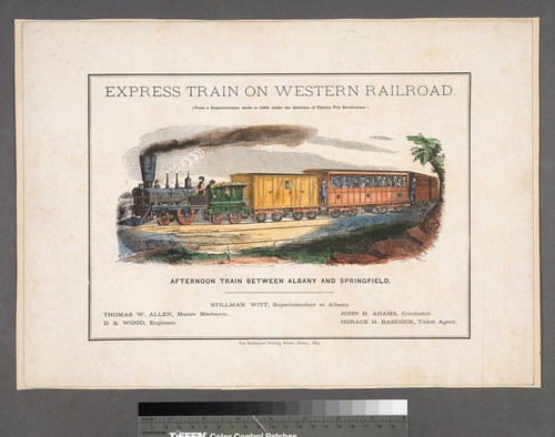 Express train on Western Railroad. : (From a daguerreotype, made in 1842, under the direction of Charles Van Benthuysen.)