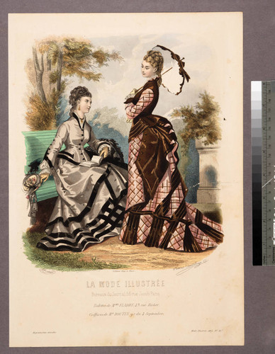 La mode illustrée bureaux du journal 56 rue Jacob Paris toilettes de Mme. Fladry, 43. rue Richer. coiffures de Mr. Boutin, g.r du 4 Septembre