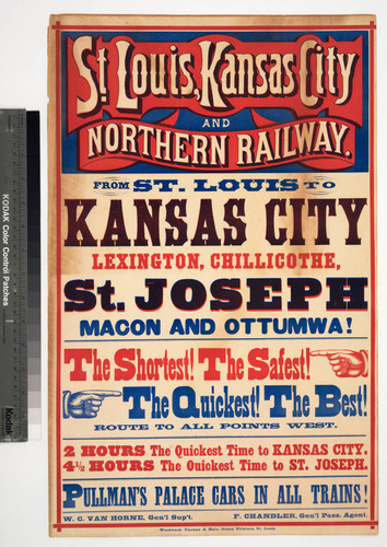 St. Louis, Kansas City and Northern Railway. : From St. Louis to Kansas City Lexington, Chillicothe, St. Joseph Macon and Ottumwa!