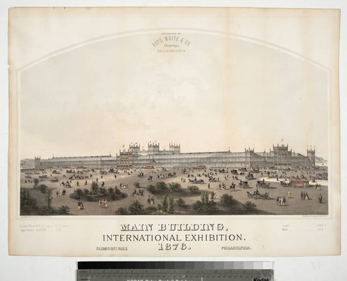 Main building, International Exhibition. 1876. Fairmount Park Philadelphia. : Presented by Boyd, White & Co. Carpetings, Philadelphia