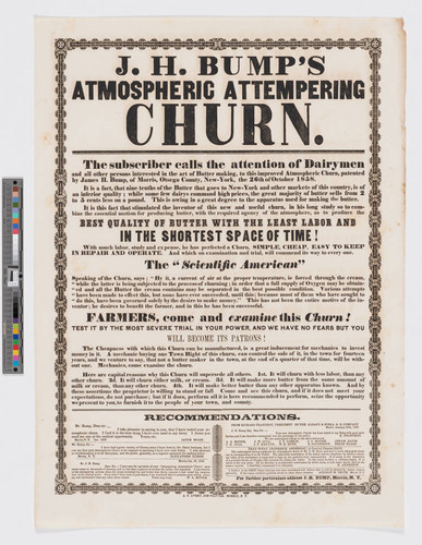 J. H. Bump's atmospheric attempering churn