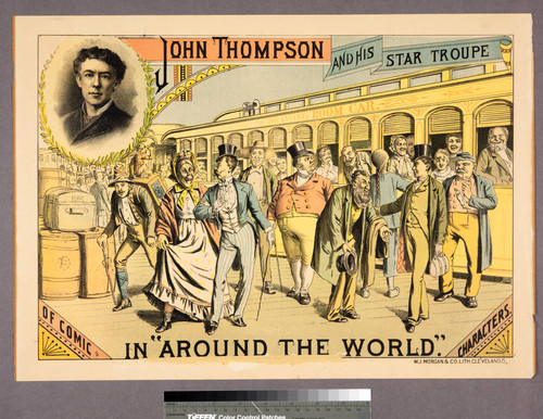 John Thompson and his star troupe of comic characters. : In "around the world."