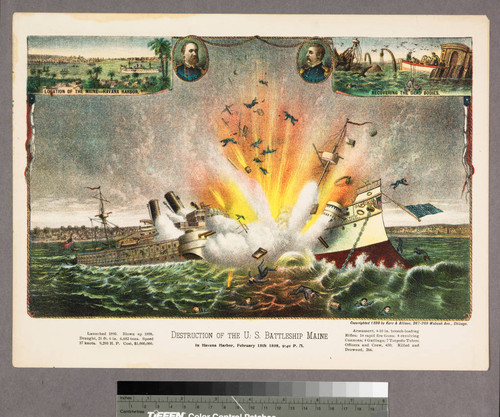 Destruction of the U.S. battleship Maine in Havana Harbor, February 15th 1898, 9:40 P.M