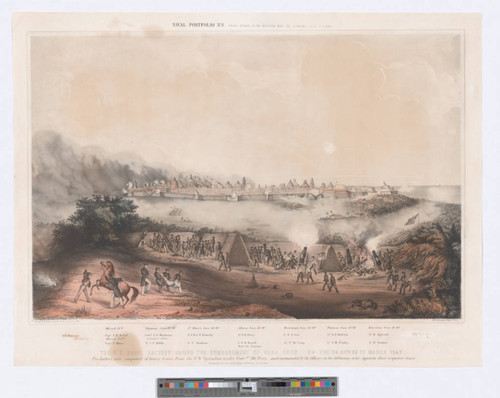 The U.S. naval battery during the bombardment of Vera Cruz on the 24 and 25 of March 1847