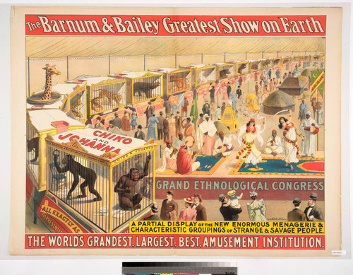 The Barnum & Bailey greatest show on Earth : a partial display of the new enormous menagerie & characteristic groupings of strange and savage people