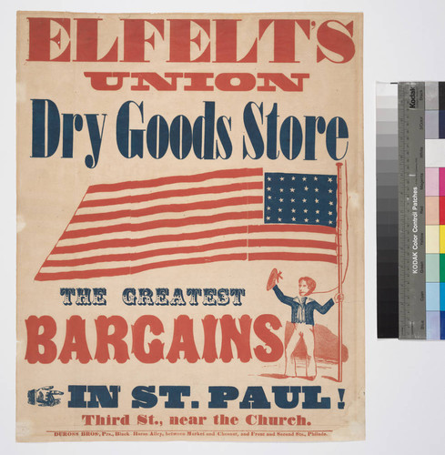 Elfelt's union dry goods store the greatest bargains in St. Paul! Third St., near the church