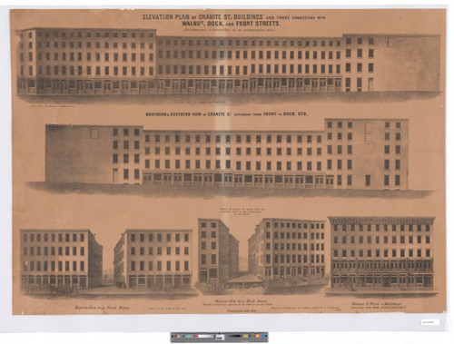 Elevation plan of Granite St. buildings and those connecting with Walnut, Dock, and Front Streets