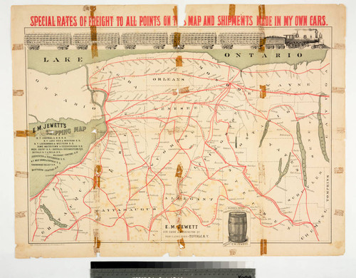 E.M. Jewett's shipping map on N.Y. Central & H.R.R.R. N.Y. Lake Erie & Western R.R